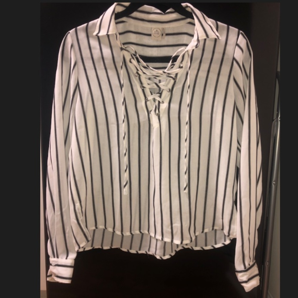 White and black collared shirt